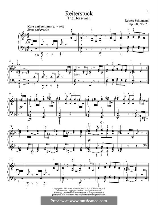No.23 Reiterstück (The Horseman): Para Piano by Robert Schumann