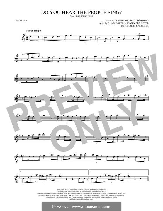 Do You Hear the People Sing: para saxofone tenor by Claude-Michel Schönberg