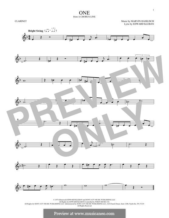 One (from A Chorus Line): para clarinete by Marvin Hamlisch