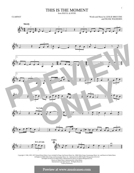 This Is The Moment (from Jekyll And Hyde): para clarinete by Frank Wildhorn