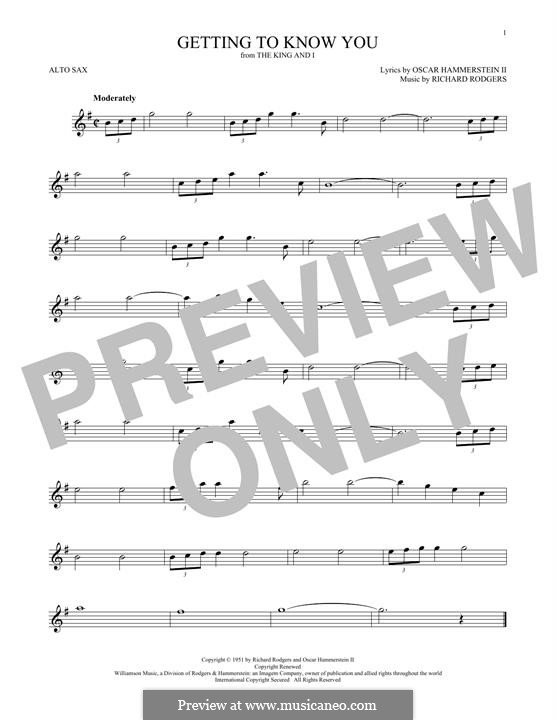 Getting to Know You (from The King and I): para Saxofone Alto by Richard Rodgers