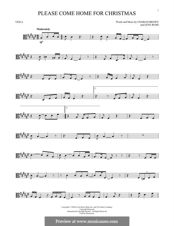 Please Come Home for Christmas (The Eagles): para viola by Charles Brown, Gene Redd