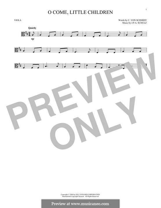 O Come, Little Children: para viola by Johann Abraham Schulz