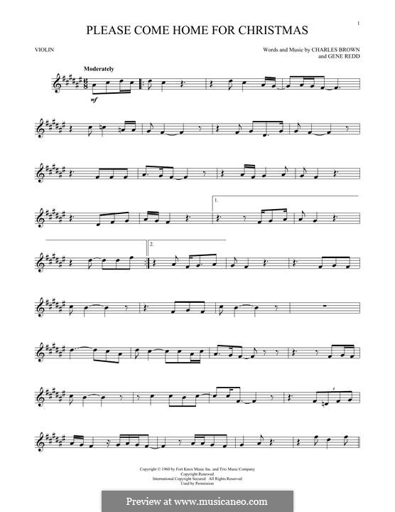Please Come Home for Christmas (The Eagles): para violino by Charles Brown, Gene Redd