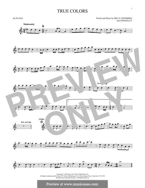 True Colors: para Saxofone Alto by Billy Steinberg, Tom Kelly