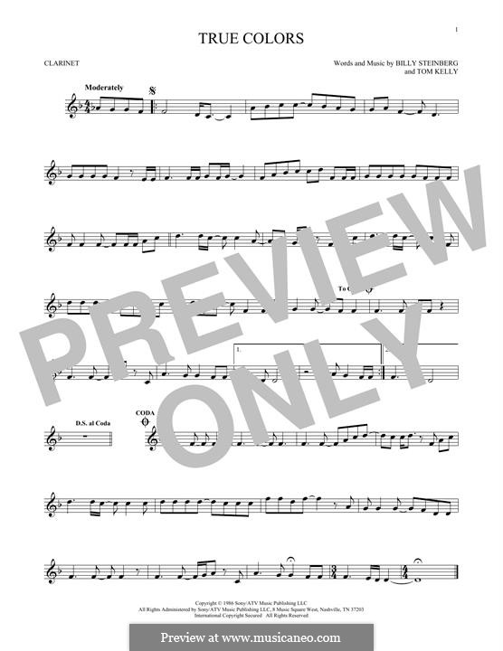 True Colors: para clarinete by Billy Steinberg, Tom Kelly