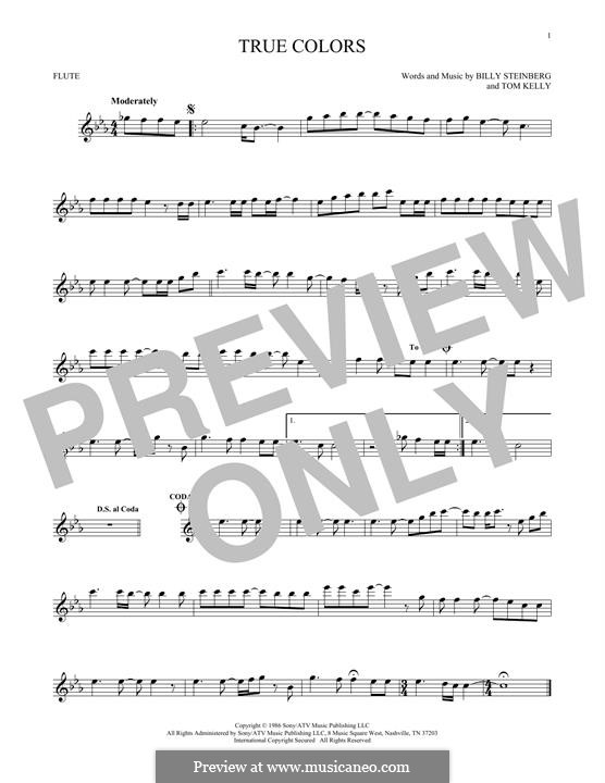 True Colors: para flauta by Billy Steinberg, Tom Kelly