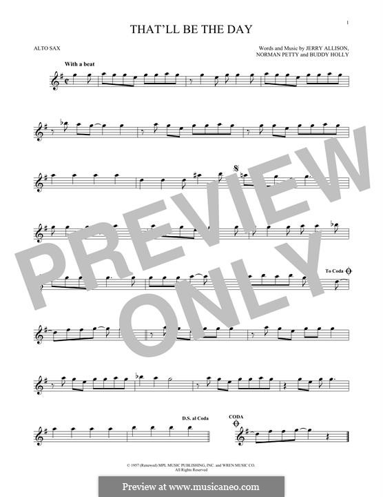 That'll Be the Day: para Saxofone Alto by Buddy Holly, Jerry Allison, Norman Petty