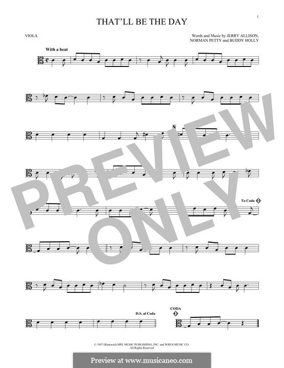 That'll Be the Day: para viola by Buddy Holly, Jerry Allison, Norman Petty