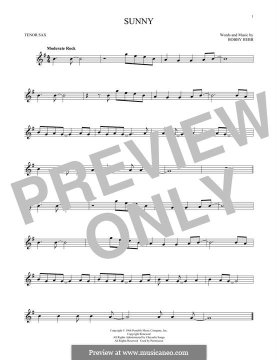 Sunny: para saxofone tenor by Bobby Hebb