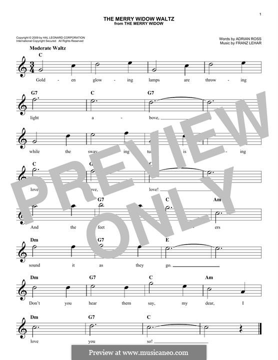 The Merry Widow Waltz: melodia by Franz Lehár