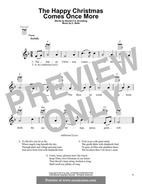 The Happy Christmas Comes Once More: para ukulele by C. Balle