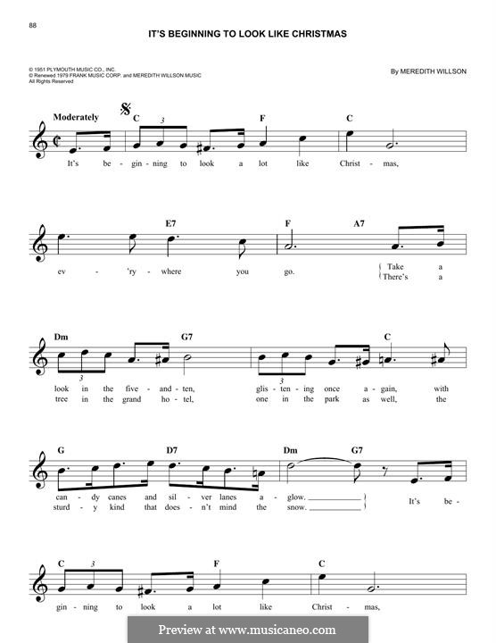 It's Beginning to Look a Lot Like Christmas (Perry Como): melodia by Meredith Willson