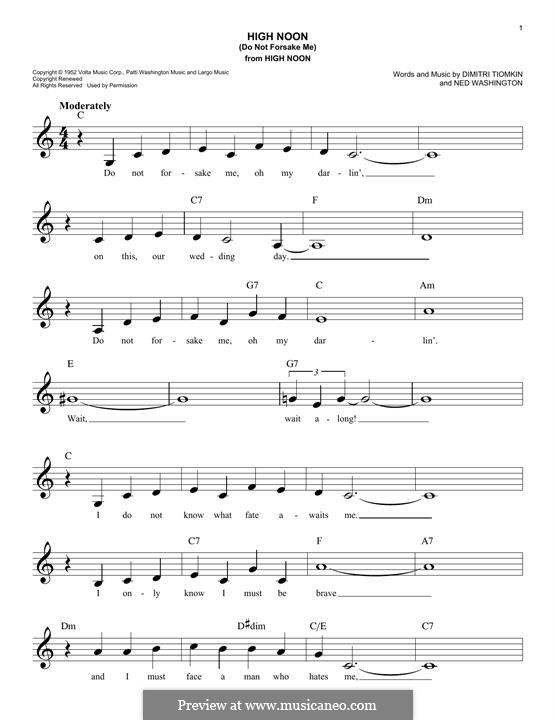 High Noon (Do not Forsake Me): melodia by Dimitri Tiomkin