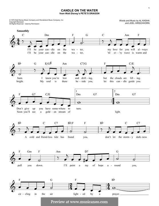 Candle on the Water (from Walt Disney's Pete's Dragon): melodia by Al Kasha, Joel Hirschhorn