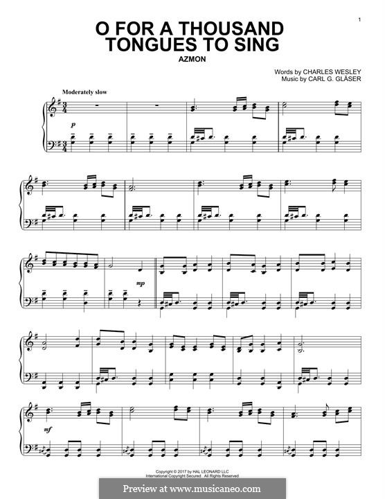 O for a Thousand Tongues to Sing: Para Piano by Сarl Glaser