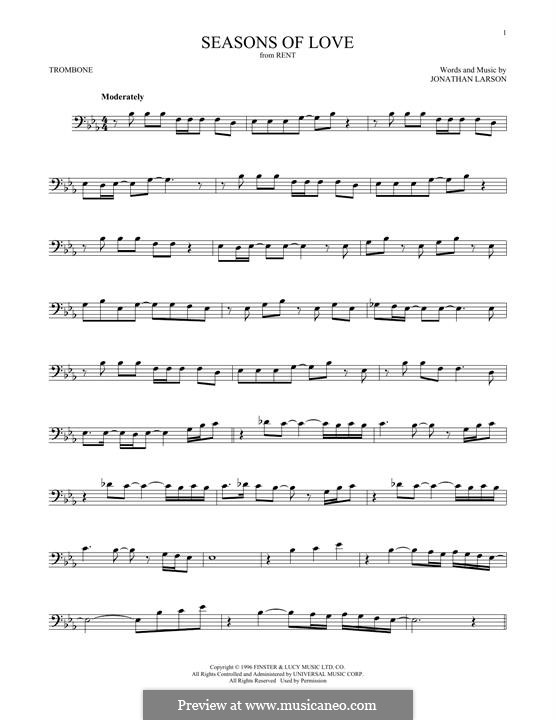 Seasons of Love (from Rent): para trombone by Jonathan Larson