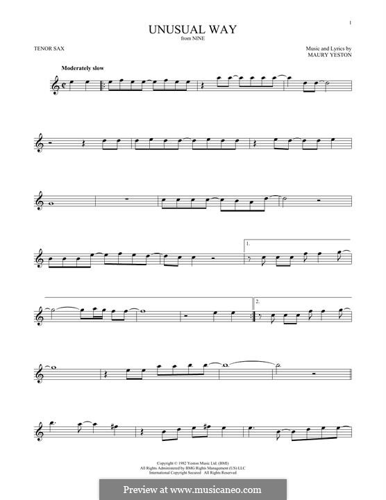 Unusual Way (In a Very Unusual Way): para saxofone tenor by Maury Yeston