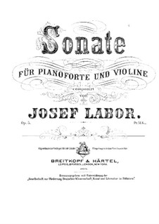 Sonata for Violin and Piano, Op.5: Score by Josef Labor