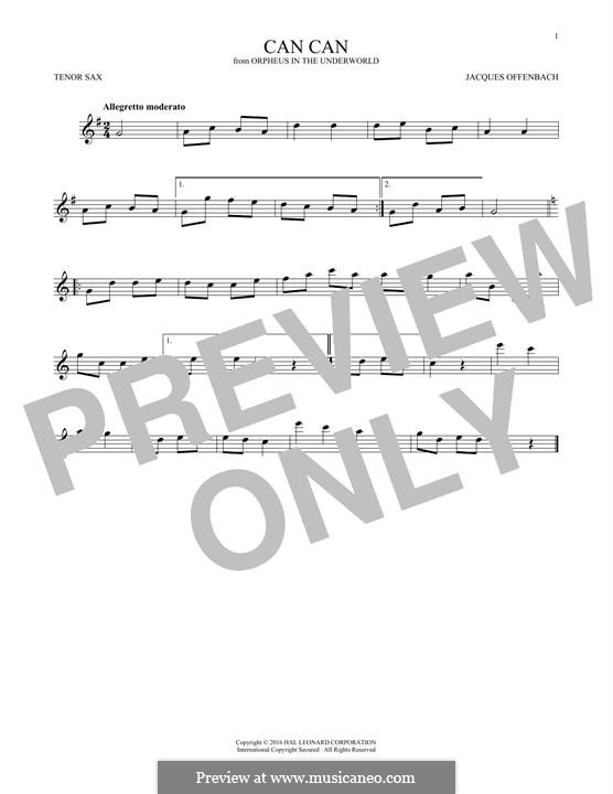 Can-Can (Printable Scores): para saxofone tenor by Jacques Offenbach