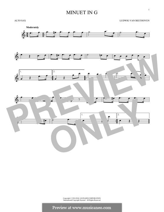 No.4 Minuet in G Major, BWV Anh.114: para Saxofone Alto by Johann Sebastian Bach