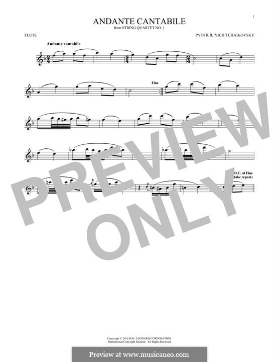 Movement II: Arrangement for flute (fragment) by Pyotr Tchaikovsky