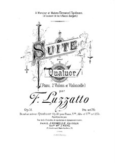 Suite for Piano Quartet, Op.51: Partitura completa by Fortunato Luzzatto