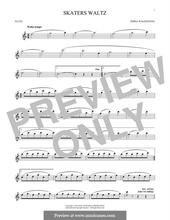 The Skaters Waltz: para flauta by Émile Waldteufel