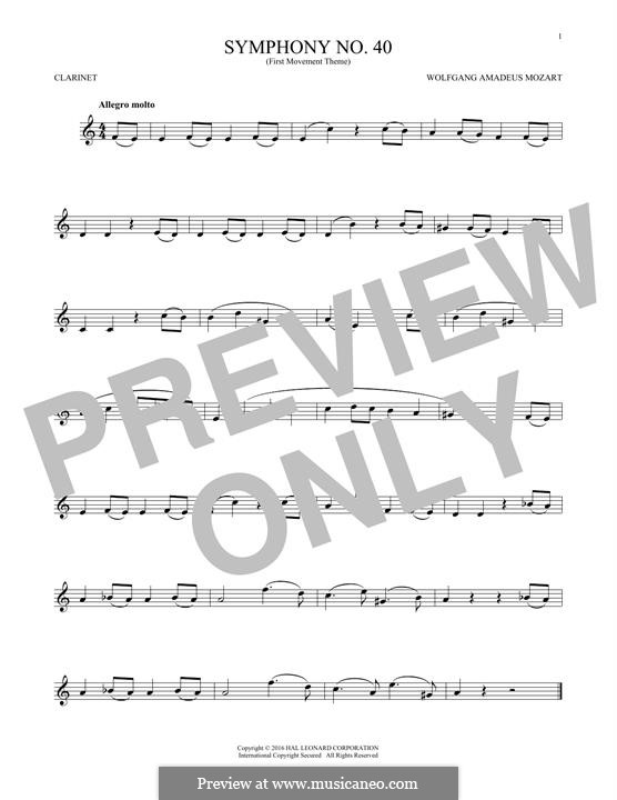 Movement I: Excerpt, for clarinet by Wolfgang Amadeus Mozart