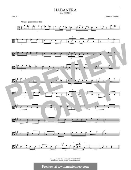 Habanera (Printable Scores): para viola by Georges Bizet