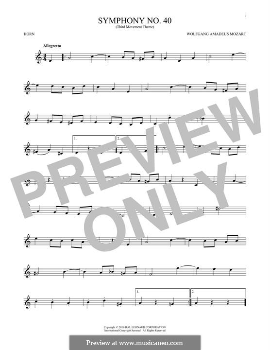 Movement III: Theme, for horn by Wolfgang Amadeus Mozart