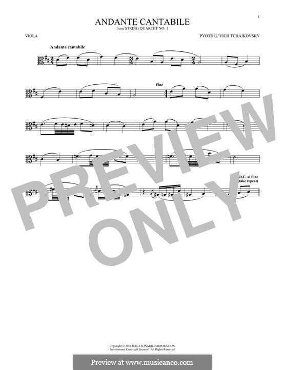 Movement II: Arrangement for viola (fragment) by Pyotr Tchaikovsky