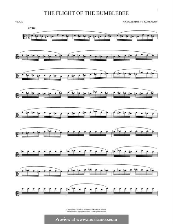 Flight of the Bumblebee (Printable scores): para viola by Nikolai Rimsky-Korsakov