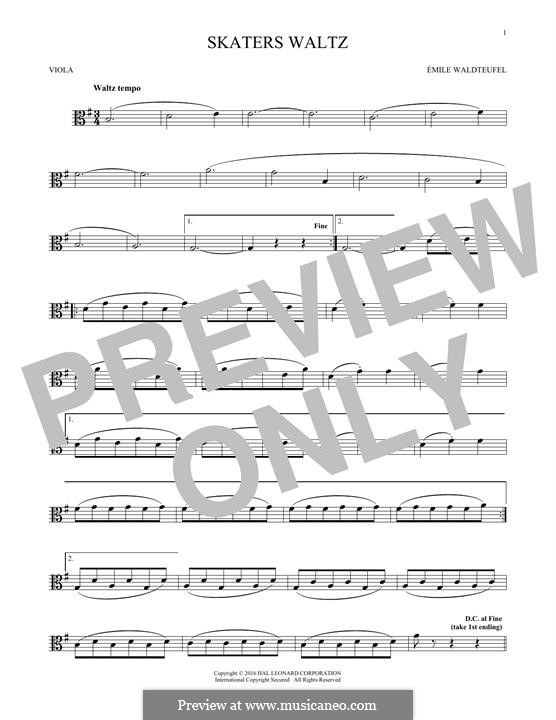 The Skaters Waltz: para viola by Émile Waldteufel