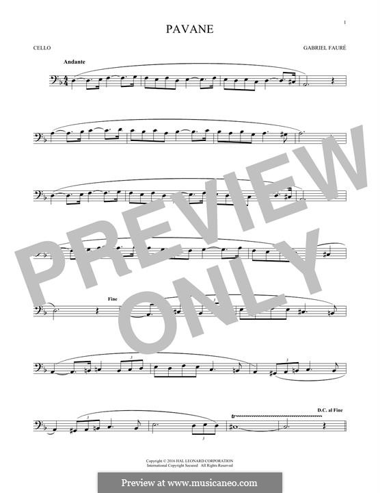 Pavane, Op.50: Theme, for cello by Gabriel Fauré