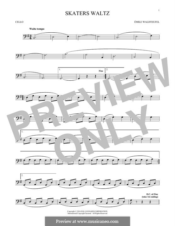 The Skaters Waltz: para violoncelo by Émile Waldteufel