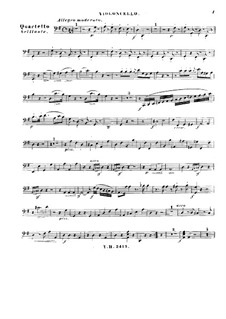 Quartet for Piano, Flute, Viola and Cello: parte violoncelo by Tobias Haslinger