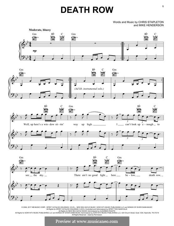 Death Row: Para vocais e piano (ou Guitarra) by Chris Stapleton, Michael James Henderson