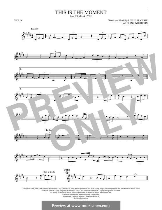 This Is The Moment (from Jekyll And Hyde): para violino by Frank Wildhorn