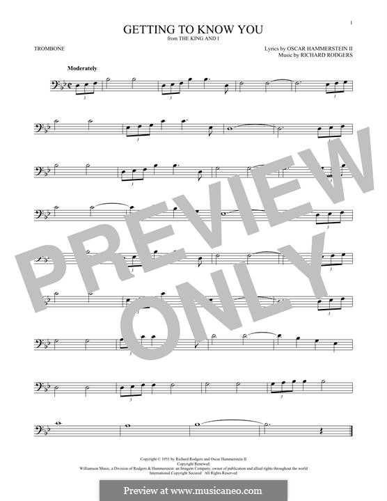 Getting to Know You (from The King and I): para trombone by Richard Rodgers