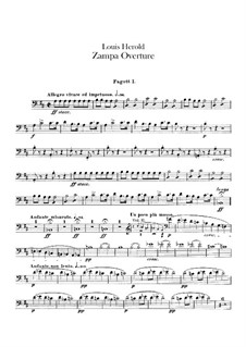 Zampa, ou La fiancée de marbre (Zampa, or the Marble Bride): Overture – bassoons part by Ferdinand Herold