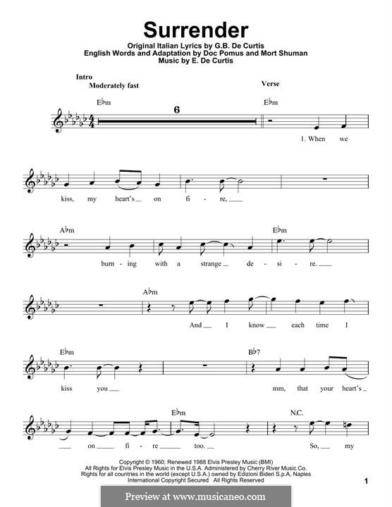 Surrender (Elvis Presley): melodia by Ernesto de Curtis