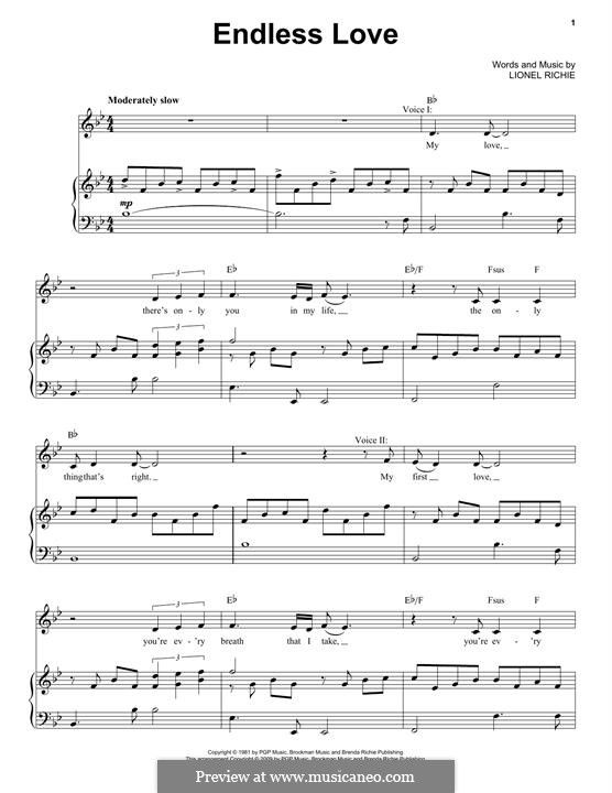 Endless Love: Para vocais e piano by Lionel Richie