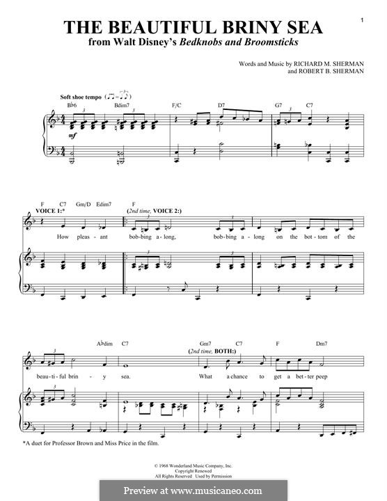 The Beautiful Briny Sea (from Disney's Bedknobs and Broomsticks): Para vocais e piano by Richard M. Sherman, Robert B. Sherman