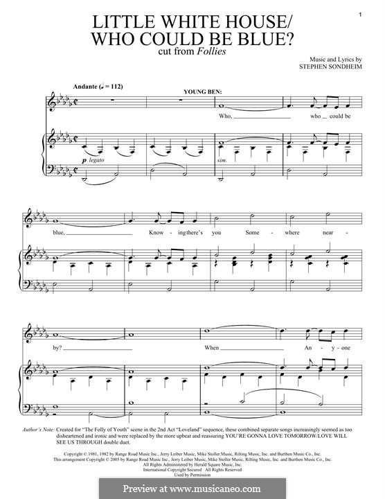 Little White House/Who Could Be Blue?: Para vocais e piano by Stephen Sondheim