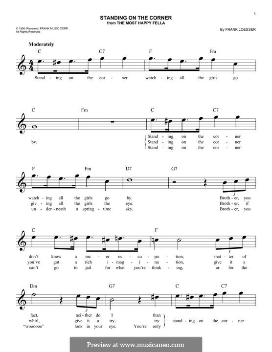 Standing on the Corner (The Four Lads): melodia by Frank Loesser