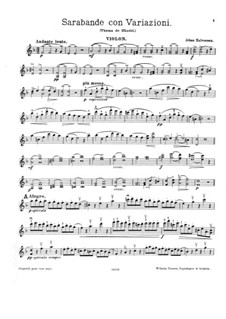 Saraband with Variations on Theme by Händel: parte do violino by Johan Halvorsen