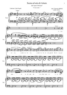 I puritani (The Puritans): A te, o cara, for voice and pino by Vincenzo Bellini