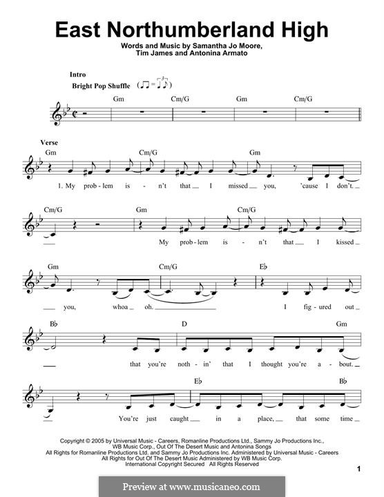 East Northumberland High (Hannah Montana): melodia by Antonina Armato, Samantha Jo Moore, Timothy James