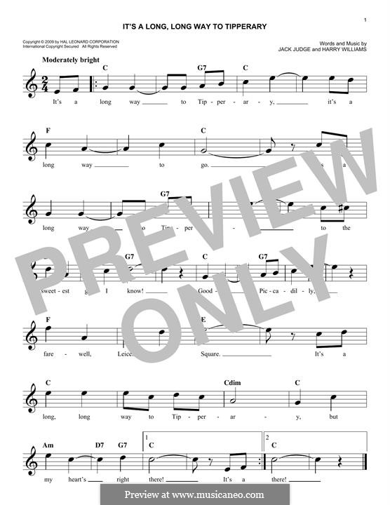 It's a Long, Long Way to Tipperary: melodia by Harry Williams, Jack Judge